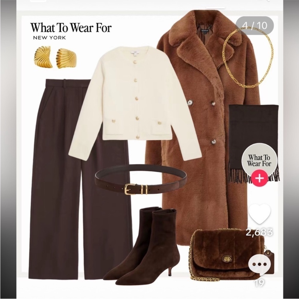 🇪🇸🐠Joie double breasted pea coat overcoat notched collar pockets brown wool - Picture 9 of 12